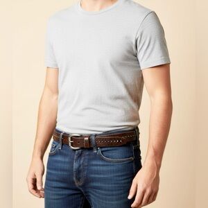 Brighton Mens Studded Leather Belt Brown ~New~